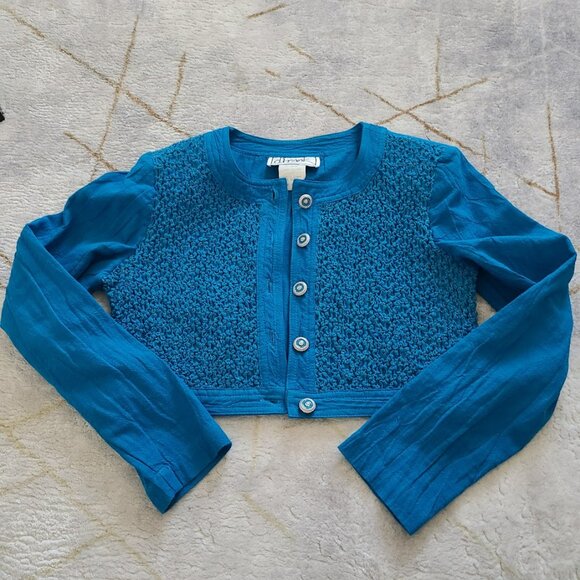 Vtg 80s D. Frank Electric Blue Cropped Jacket Women’s Size 4  Smocked Front USA - Picture 9 of 9